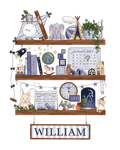 Myself On A Shelf - Personlig barntavla - Classic Blue - Oinramad