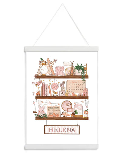 Myself On A Shelf - Personlig barntavla - Cloud Pink- Magnetlist Vit