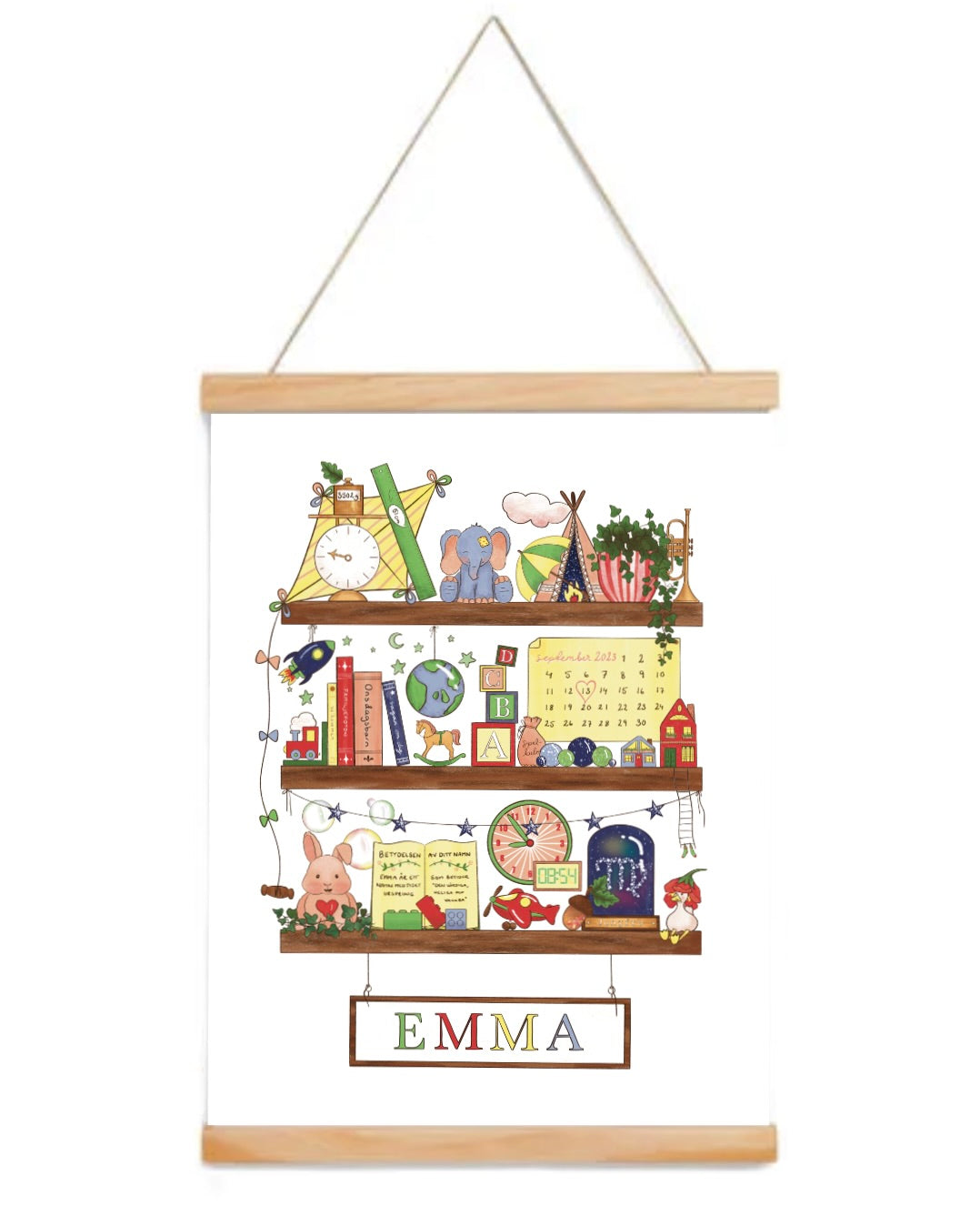 Myself On A Shelf - Personlig barntavla - Rainbow - Magnetlist Trä