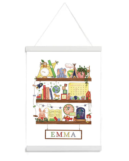 Myself On A Shelf - Personlig barntavla - Rainbow - Magnetlist Vit