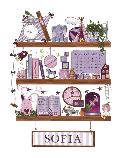 Myself On A Shelf - Personlig barntavla - Spring Green