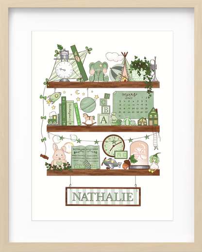 Myself On A Shelf - Personlig barntavla - Spring Green