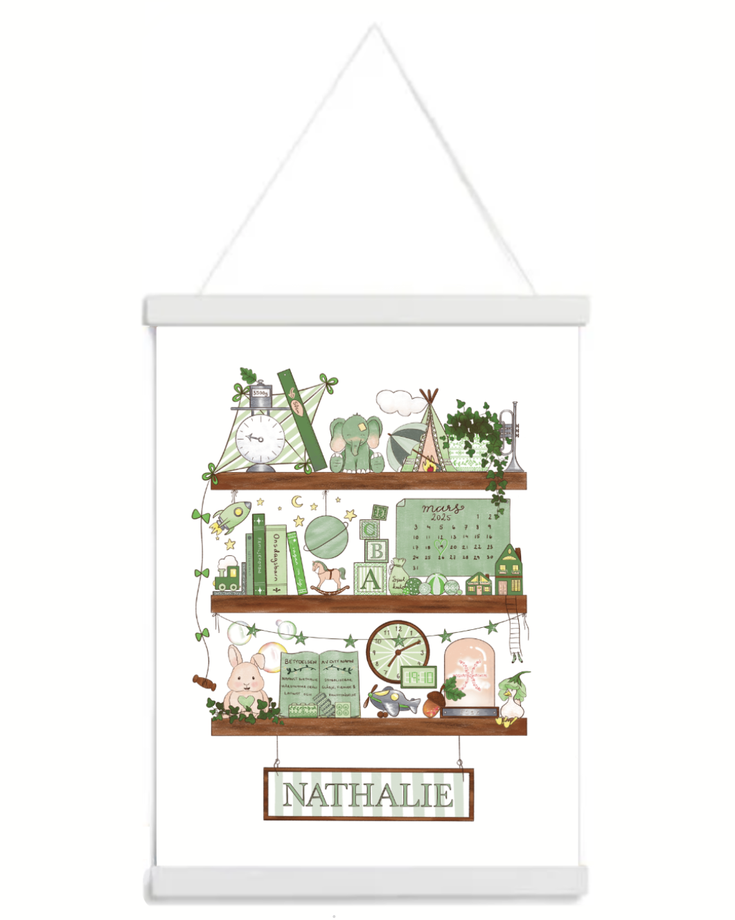 Myself On A Shelf - Personlig barntavla - Spring Green